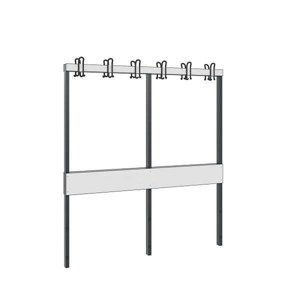 C+P Garderobenbank 2-seitig, Feuchtraum, H1650xB1500xT750 mm, Schwarzgrau/HPL Weiß, 8061-712 S10012