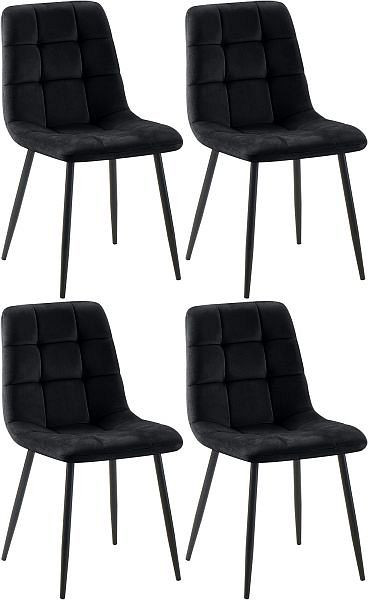 CLP 4er Set Esszimmerstuhl Tilde Samt, schwarz, 318348