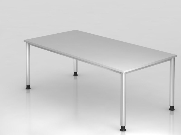 Hammerbacher Schreibtisch 4 Fuß rund 200x100cm grau/Silber, Rechteckform, VHS2E/5/S