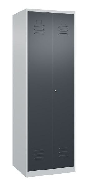 C+P Mehrzweckschrank Classic PLUS, Wäsche-Spind, 2 Abteile, 1850x600x500mm, 7035/7016, Zylinderschloss, 080002-20B S10020