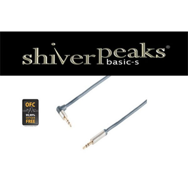 shiverpeaks PROFESSIONAL Verchromter Metall-WINKEL-Klinkenstecker 3,5 mm und verchromte Metall-Klinkenstecker 3,5 mm, vergoldete Kontakte, 0,75m, 30821-SPP