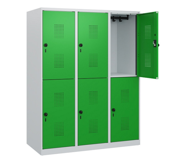 C+P Doppelstöckiger Spind Evolo PLUS, 6 Fächer, 1530x1200x500mm, 7035/6037, Drehriegel, 0493005-32 S10011