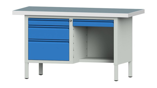 ANKE Werkbänke Kastenwerkbank, Modell 348 E, 1500 x 700 x 850 mm, RAL 7035/5012, UBP 50 mm, 510.321