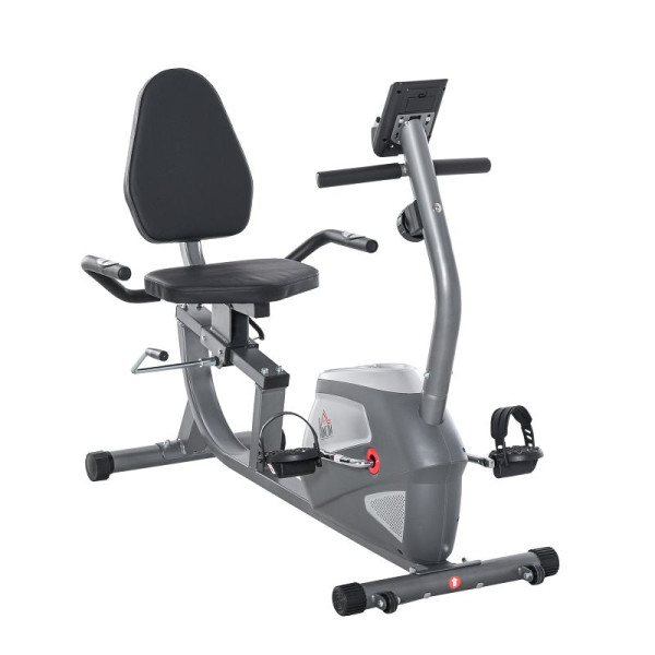 HOMCOM Liegeergometer mit LCD-Anzeige 8-stufig einstellbarem Magnetwiderstand Liegeheimtrainer mit Herzfrequenzsensoren, verstellbarer Rückenlehne, A90-232