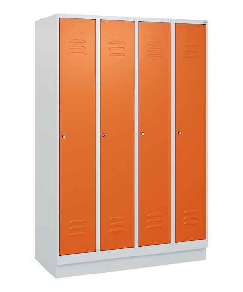 C+P Umkleidespind Classic PLUS, Sockel, 4 Abteile, 1800x1200x500mm, 7035/2004, Zylinderschlösser, 0800207-40 S10031