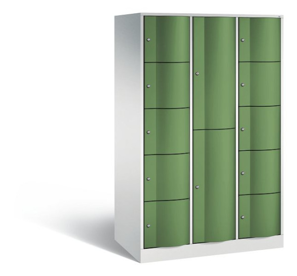 C+P Schließfachschrank Resisto, 12 Fächer, H1950xB1148xT640 mm, Grau/Resedagrün, 8070-3731 S10028