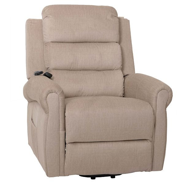 Mendler Fernsehsessel HWC-K63, Relaxsessel, Liegefunktion Aufstehhilfe Massage Heizfunktion, Stoff 220g/m² Chenille, creme, 108720