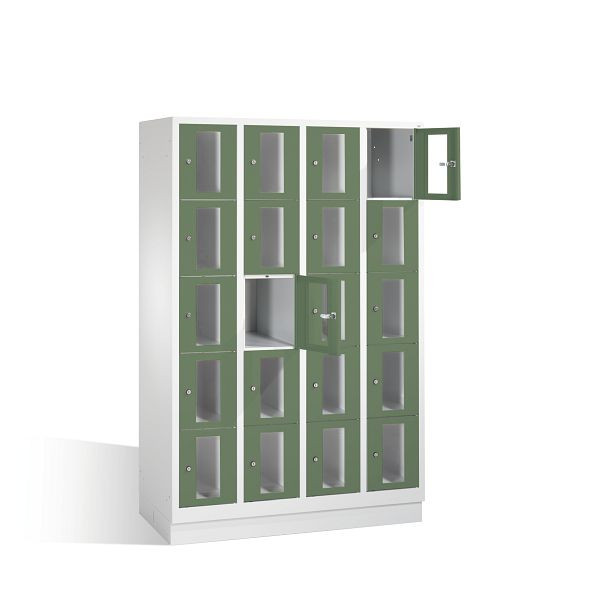C+P Schließfachschrank Classic, H1800xB1190xT500mm, Farbe: Lichtgrau / Resedagrün, 8020A405 S10004