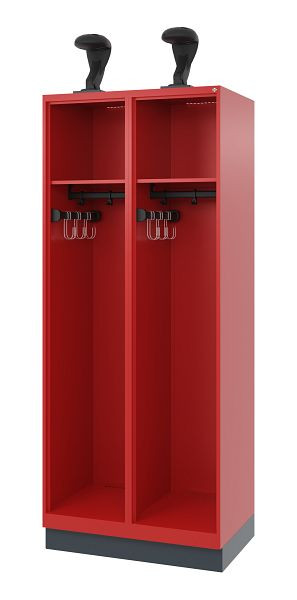 C+P Feuerwehrspind Evolo, Modell EXPERT, 2 Abteile, H1950B800T500 mm, Feuerrot, Sockel, 0491015-22 S10011