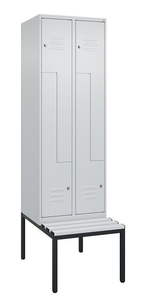 C+P Z-Spind Classic PLUS, mit untergebauter Sitzbank, 4 Abteile, 2120x600x815mm, 7035/7035, Zylinderschlösser, 0800537-204 S10054