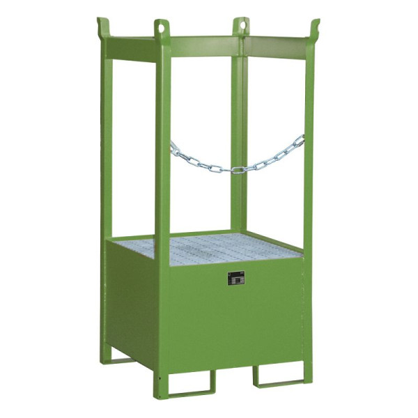 STEIN HGS Fass-Stapelpalette FSP, RAL 6011 resedagrün, lackiert, 225 Liter, seitlich offen, 79140.0004