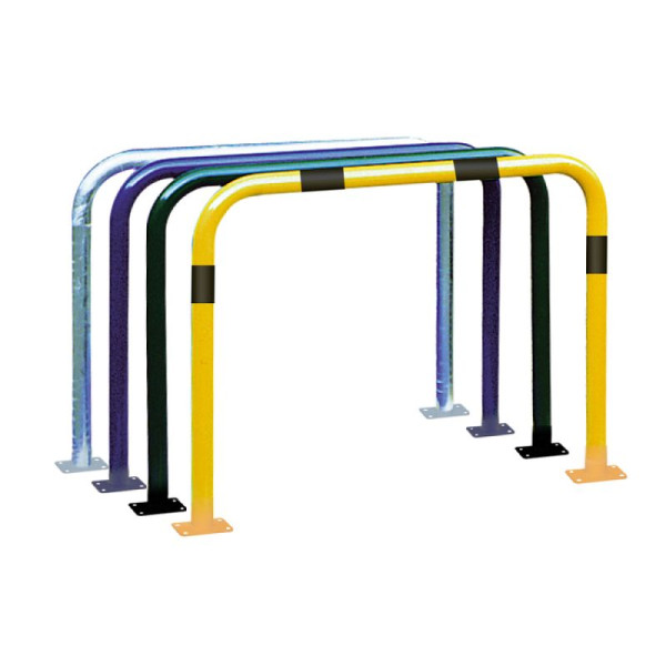 Stein HGS Anlehnbügel/Absperrbügel -Sylt-, 1500mm, gelb beschichtet mit schwarzen Streifen, Bügel: Ø 60 mm, 19798b-wr