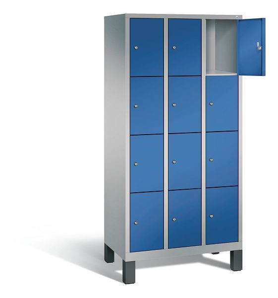 C+P Schließfachschrank Evolo, H1850xB900xT500mm, Farbe: Weißaluminium / Enzianblau, 48010-304 S10240