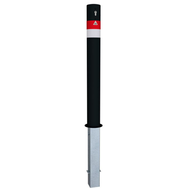 STEIN HGS Absperrpfosten Ø 102 mm, Gesamtlänge 1400 mm, rot,weiß, herausnehmbar, mit Profilzylinder Schließung, verschiedenschließend, 80473.0003