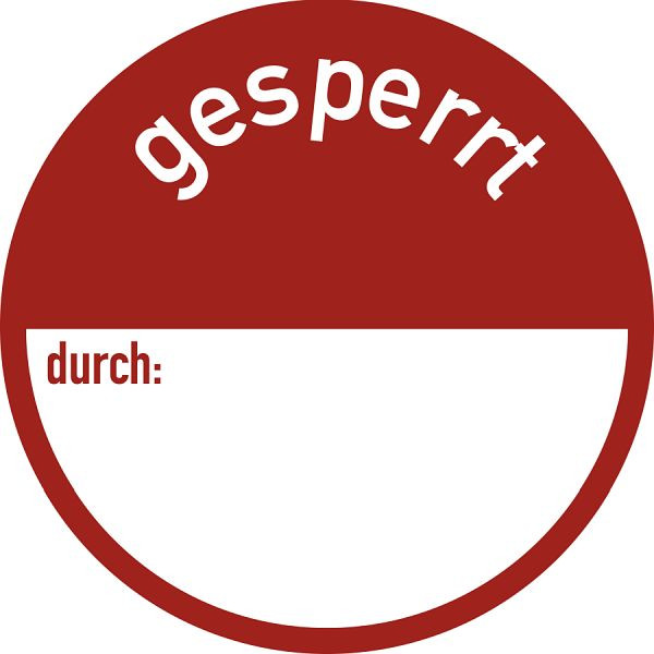 Moedel gesperrt durch:, Folie, wiederablösbar, Ø 50 mm, VE: 500 Stück/Rolle, 99767