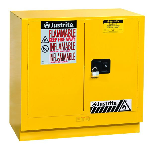 Justrite Undercounter Sure-Grip EX Sicherheitsschränke 89-UC, 89 x 89 x 56 cm, Gelb, 2 selbstschließende Türen - 1 Einlegeboden, JCB8923201