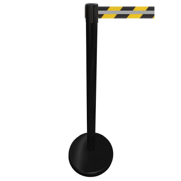 Stein HGS Personenleitsystem 'P-Line Future Reflex' aus Metall, reflektierendes Gurtband, schwarz/gelb mit Reflektorstreifen, 2,3 m, schwarz, 65858.0007