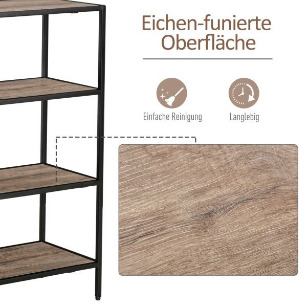HOMCOM Standregal, Bücherregal, Schwarz+helle Eiche, 120 x 32 x 95 cm, 838-046