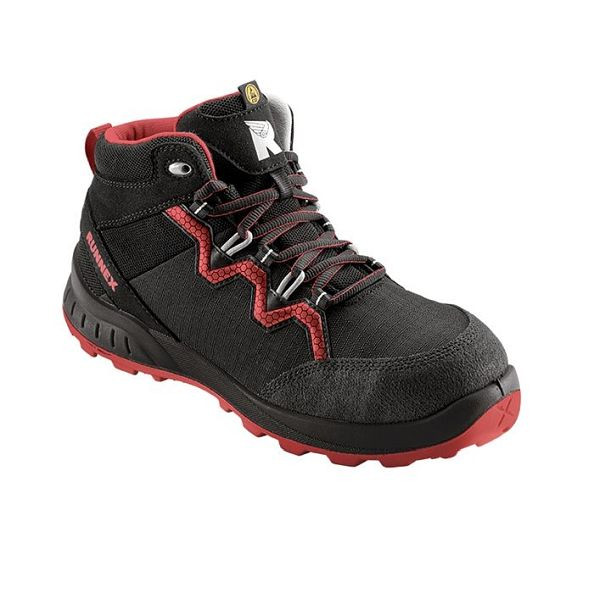 RUNNEX S3-ESD-Sicherheitsschnürstiefel TeamStar, schwarz/rot, Größe: 47, VE: 1 Paar, 5312-47