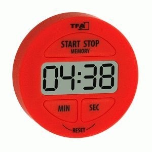 DOSTMANN Elektronischer Timer und Stoppuhr in rot bis 99 Min. und 59 Sek, 5020-3823