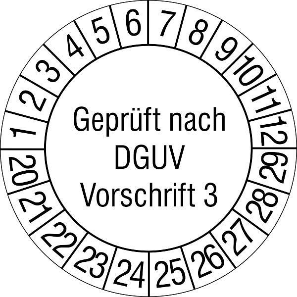 SafetyMarking Prüfplakette, Geprüft nach DGUV Vorschrift 3, Prüfzeitraum: 20-29, Ø 3 cm, Folie, selbstklebend, VE: 500 Stück/Rolle, 31.C2140-20-29