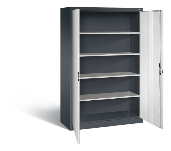 C+P Büroschrank Acurado, H1950xB1200xT500mm, Farbe: Schwarzgrau / Lichtgrau, Muldengriff, 5 OH, 9480-000 S10793