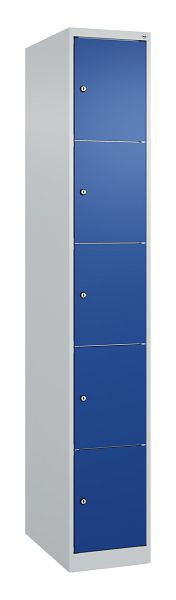 C+P Schließfachschrank Classic PLUS, 1850x300x500mm, 7035/5010, mit 5 Fächern, 080000-105 S10003