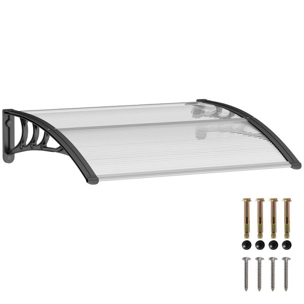 Outsunny Vordach Haustürvordach 100 x 75 cm Pultvordach Überdachung Polycarbonat Transparent, B70-011V01WT