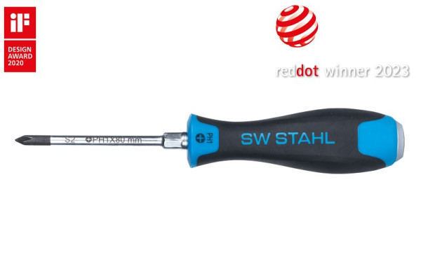 SW-Stahl Schraubendreher, schlagfest, Kreuz, PH1 x 80 mm, 32791SB