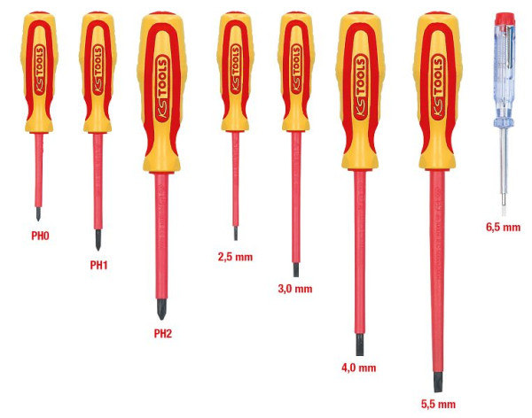 KS Tools ERGOTORQUE VDE Schraubendreher-Satz, PH+Schlitz, 8-teilig, 117.0550
