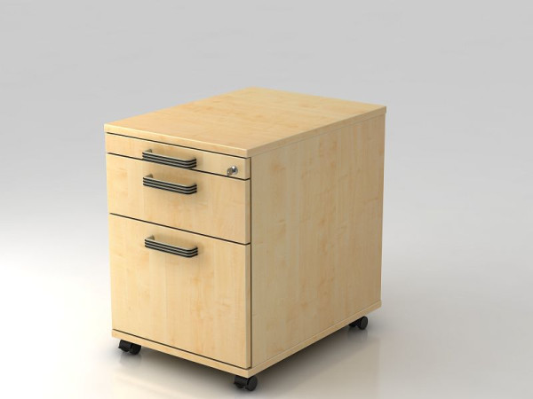 Hammerbacher Rollcontainer 58cm, 1 Schub, 1HR, Schloss Streifengriff Ahorn, 42,8x58x59 cm, 1/3/6 HE, VAC20/3/3/SG