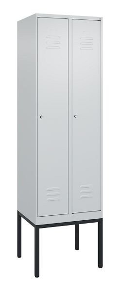 C+P Umkleidespind Classic PLUS, Gestell, 2 Abteile, 2120x600x500mm, 7035/7035, Zylinderschlösser, 0800307-20 S10024