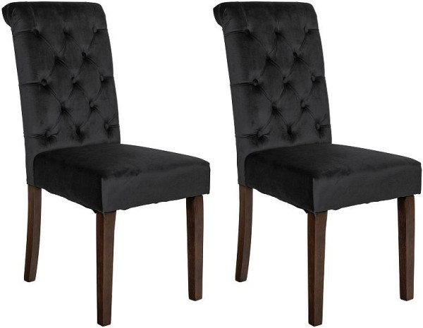 CLP 2er Set Esszimmerstühle Lisburn Samt, schwarz, 322774