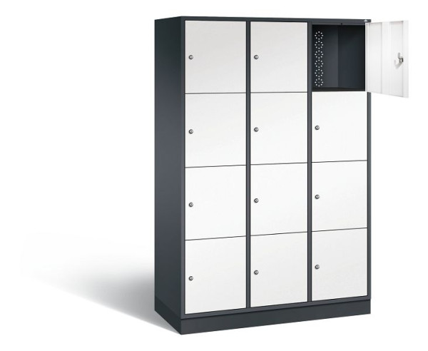 C+P XL-Schließfachschrank Intro, H1950xB1220xT490mm, Farbe: Schwarzgrau / Verkehrsweiß, 8470-302 S10290