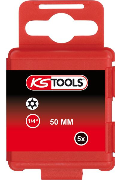 KS Tools 1/4" Bit Torx, Bohrung, 50mm, TB7, VE: 5 Stück, 911.2771
