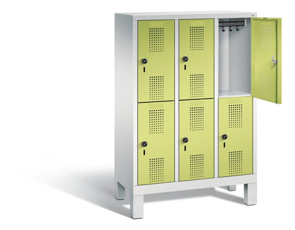 C+P Kindergarten-Spind doppelstöckig Evolo, H1350xB900xT300mm, Farbe: Lichtgrau / Viridingrün, 483103-30 S10041