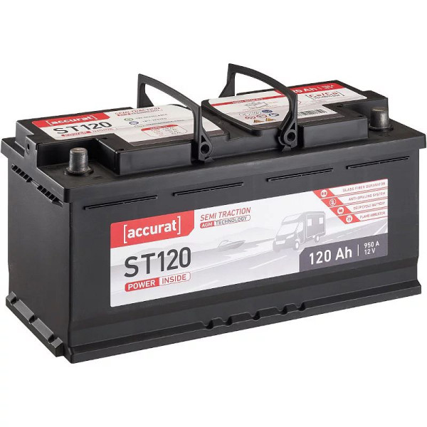 Accurat Semi Traction ST120 AGM Wohnmobil-Batterie 12V 120Ah 950A, VBB-AGM-ST120