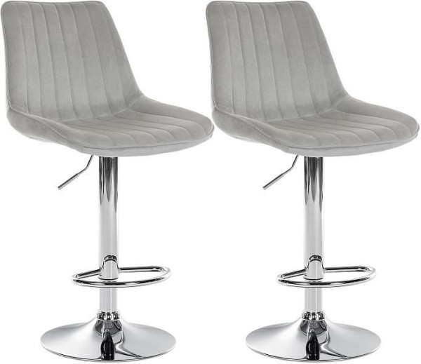 CLP Barhocker Toni Samt chrom, grau, VE: 2 Stück, 324065