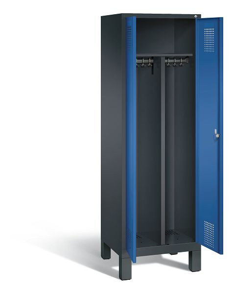 C+P Schwarz-Weiss-Spind Evolo, H1850xB610xT500mm, Farbe: Schwarzgrau / Enzianblau, 48012-20 S10205