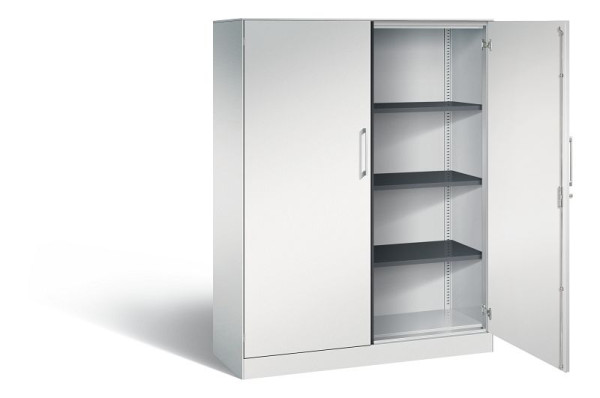 C+P Flügeltürenschrank Asisto, H1635xB1200xT435mm, Farbe: Lichtgrau, Bügelgriff, 4 OH, 141011-000 S10055