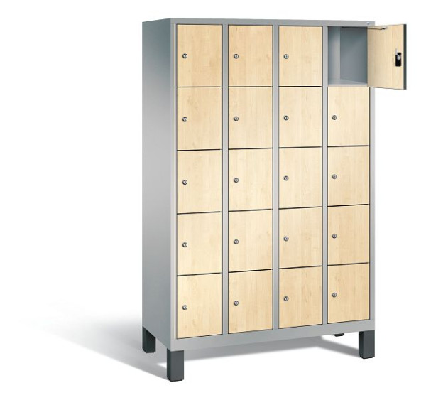 C+P Schließfachschrank Evolo, H1850xB1190xT500mm, Farbe: Weißaluminium / Dekor Donau-Ahorn, 48010-405 S10248