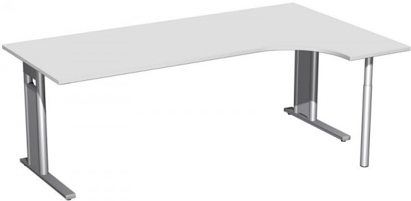 geramöbel PC-Schreibtisch rechts starr, C Fuß Blende optional, 2000x1200x720, Lichtgrau/Silber, N-648317-LS