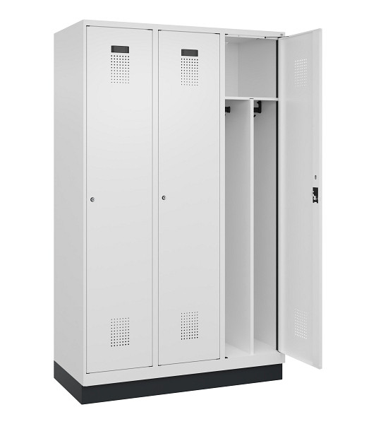 C+P Spind Evolo PLUS, mit Sockel, 3 Abteile, 1950x1200x500mm, 9016/9016, Verschluss Zylinderschloss, 049020-32F S10047