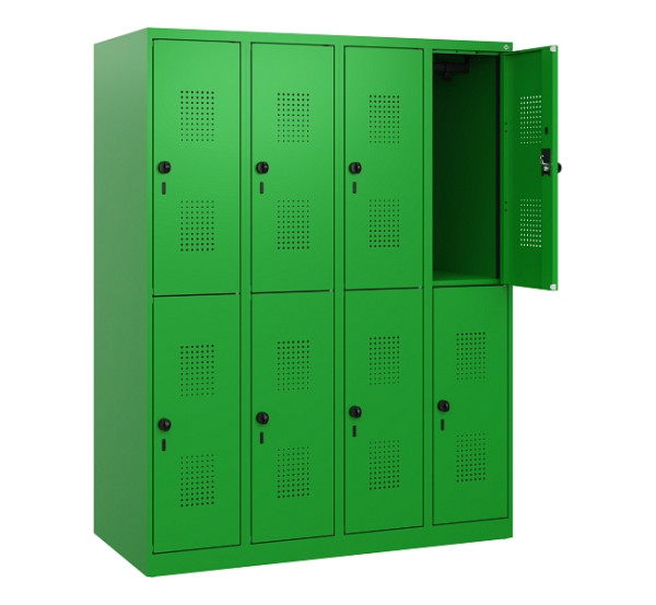 C+P Doppelstöckiger Spind Evolo PLUS, 8 Fächer, 1530x1200x500mm, 6037/6037, Drehriegel, 0493005-40 S10037