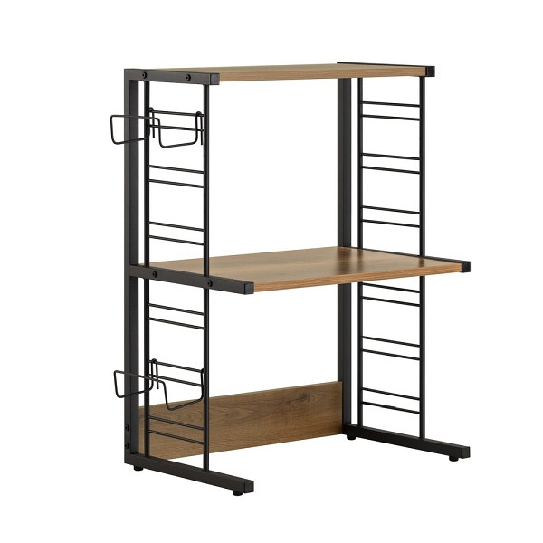 SoBuy Mikrowellenregal mit 3 Ablagen Dunkelbraun 52x35x71.5cm, Industriell, KCR08-PF