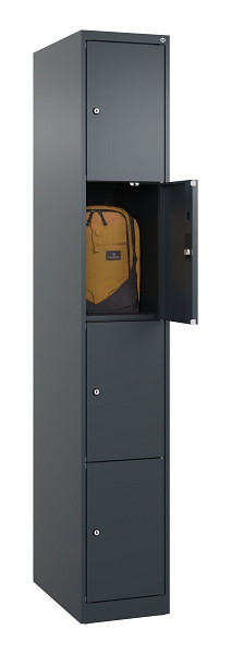 C+P Schließfachschrank Evolo PLUS, 4 Fächer, 1850x300x500mm, 7016/7016, 049000-104 S10016