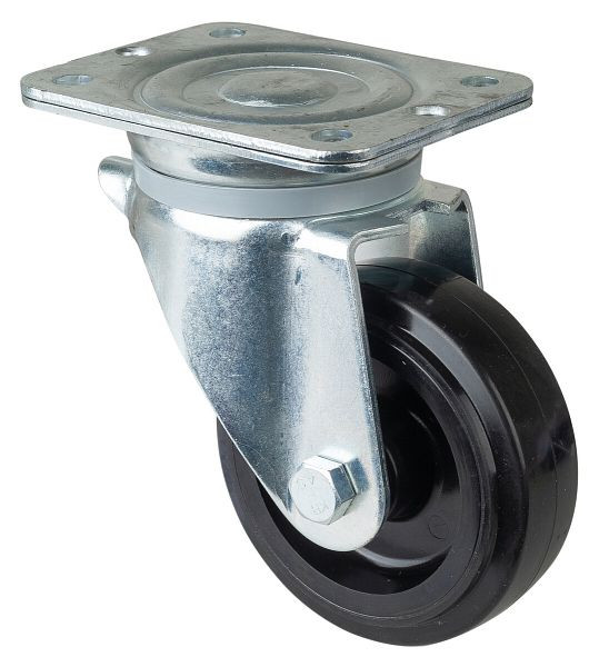 BS Rollen Schwerlastrolle, Rad-Breite 45 mm, Rad-Ø 125 mm, Tragfähigkeit 140 kg, Elastik-Reifen schwarz, Radkörper Kunststoff, Rollenlager, N100.B60.125