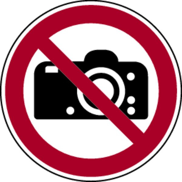 Schilder Klar Verbotszeichen Fotografieren verboten DIN EN ISO 7010-P029, 200x1.5 mm Kunststoff, 1342/72