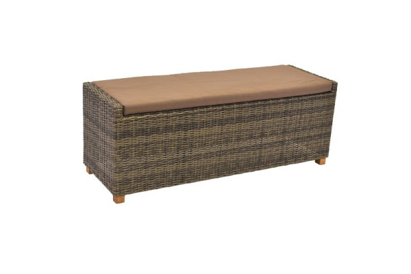 Merxx Toskana Sitzbank, inkl. Sitzkissen, Beine aus Akazienholz, natur, Aluminiumgestell mit Kunststoffgeflecht und, FSC Akazienholz, 28405-211