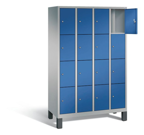 C+P Schließfachschrank Evolo, H1850xB1190xT500mm, Farbe: Weißaluminium / Enzianblau, 48010-404 S10200